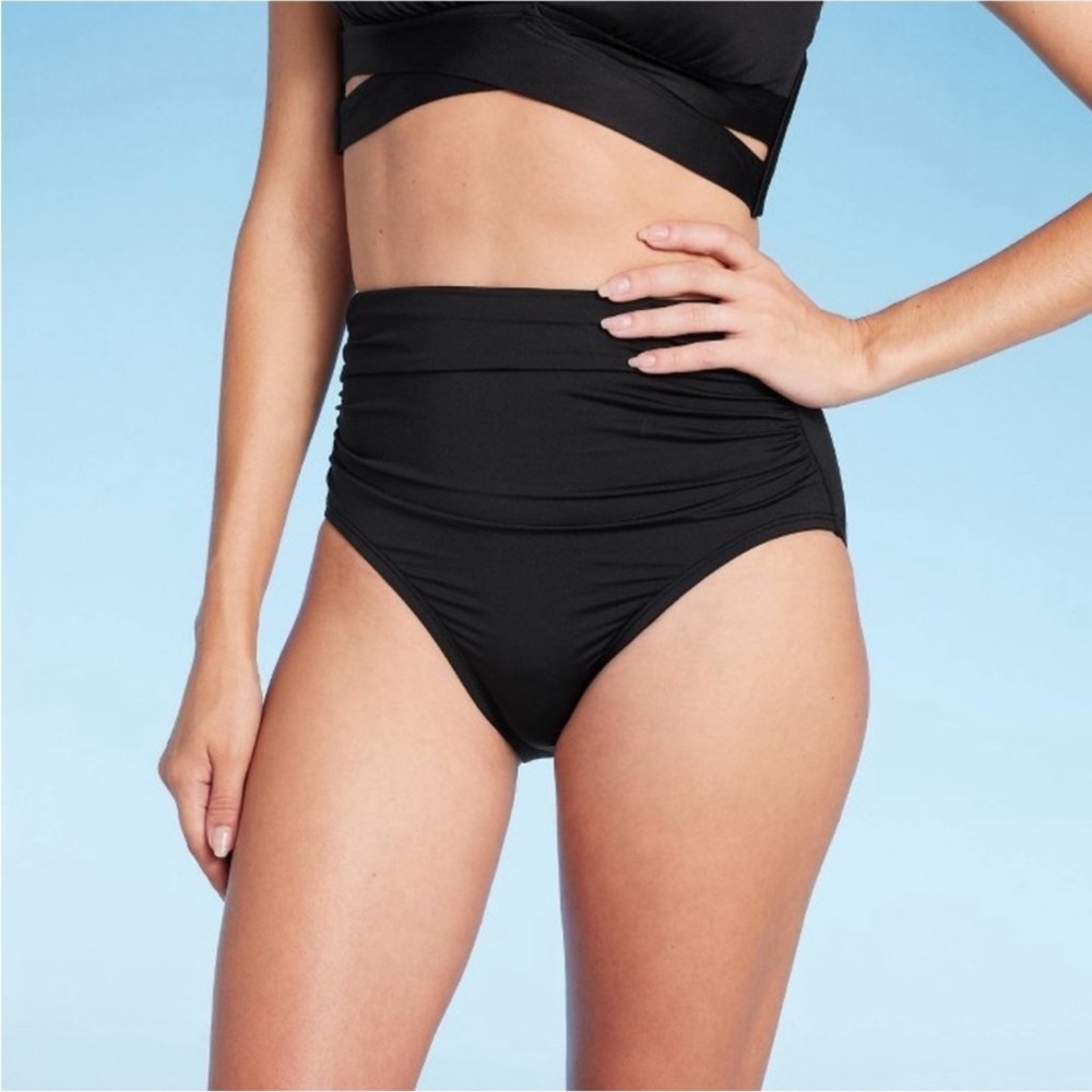 Shade & Shore Black High Waisted Swim Bottom